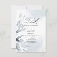 Dusty  Blue Foliage Watercolor Details Insert Card