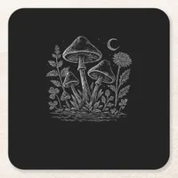 Cottagecore Mushrooms Fungi Goblincore Aesthetic Square Paper Coaster