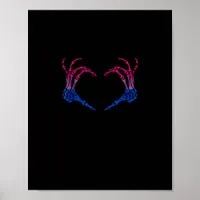 Skeleton Heart Bisexual Lgbt-Q Pride Skull Hand Poster