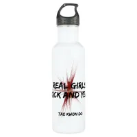 Martial Arts Girls Kick and Yell Water Bottle