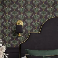 Art Deco Stylish Green and Gold  Wallpaper