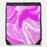 Pink and White Marble Swirls  Drawstring Bag