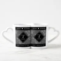 Elegant 4th Linen Wedding Anniversary Celebration Coffee Mug Set