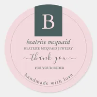 Simple Modern Blush Pink Homemade with Love Classic Round Sticker