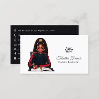 Powerful Afro Black Woman Boss Leadership Art Business Card