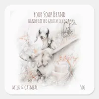 Cute Little  Goat in a Bath Handmade Goatmilk Soap Square Sticker