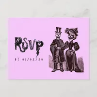 Gothic Halloween Wedding RSVP Postcard