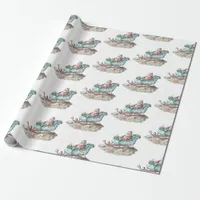 Santa’s Chinoiserie Sleigh on the Beach white Wrapping Paper