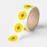Your Message Simple Yellow Starburst  Classic Round Sticker