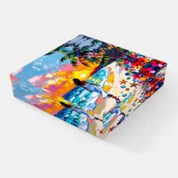 Vibrant Sunset Abstract Beach Scene Paperweight