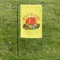 Peach on Earth Funny Christmas Pun Garden Flag