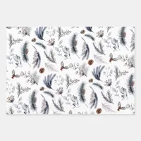 Elegant Winter Pine Botanicals Holiday Wrapping Paper Sheets