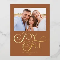 Modern Terracotta Joyful Holiday Photo Foil