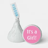 Minimalistic White Text on Pink "It's a Girl!" Hershey®'s Kisses®