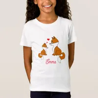 Cute foxes with hearts, hand drawn, personalized T-Shirt