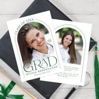 Modern Minimal Typography Green 2 Photo Arch Grad Announcement