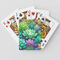 Aloe Vera and Succulents Collage   Poker Cards