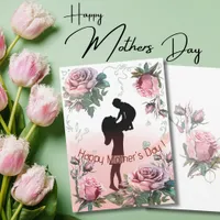 Happy Mother's Day women holding a child Holiday Card