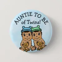 Auntie to be of Twins, Hispanic Baby Shower Button
