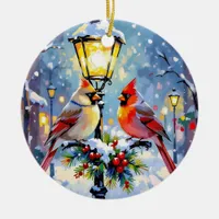 A Cardinal Christmas Photo Template Personalized Ceramic Ornament