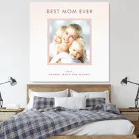 Mother Best Mom blush pink rose gold photo Canvas Print