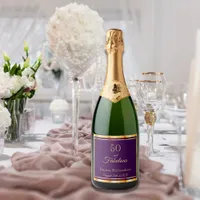 50 and fabulous on stylish purple with name date sparkling wine label