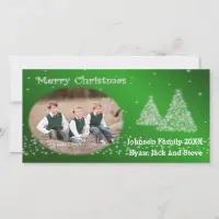 Your Photo Christmas Tree Green Holiday Card