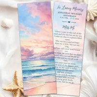 Sunset Beach Memorial Watercolor Funeral Prayer Bookmarks