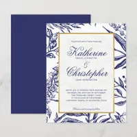 BUDGET Elegant Navy Blue Gold Botanical Wedding