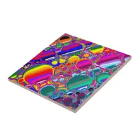 Rainbow Blast Abstract Art   Ceramic Tile