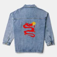 Fire Breathing Red Dragon Fantasy Womens Denim Jacket