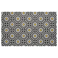 Black White & Yellow Mosaic Geometric Pattern Fabric