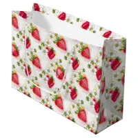Alcohol Ink Style Strawberry Blossoms and Berries  Large Gift Bag