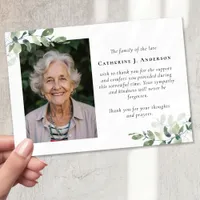 Sympathy Eucalyptus Photo Funeral  Thank You Card