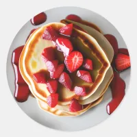 Pancakes with Strawberry Syrup Classic Round Sticker