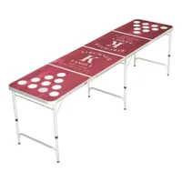 Family Name Red Wood Year Established Monogram Beer Pong Table