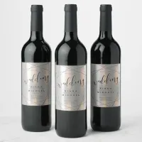 Metallic Geometric Wedding Silver/Black ID648 Wine Label