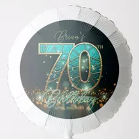 Opulent Teal and Gold Stained Glass 70th Birthday Balloon