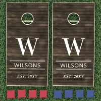 Rustic Barn Wood Personalized Wedding Monogram Cornhole Set