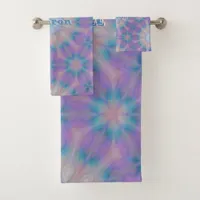 Pastel Mother of Pearl Pattern Name Monogram | Bath Towel Set