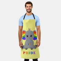 LGBTQ gay pride - cute elephant with rainbow flag Apron