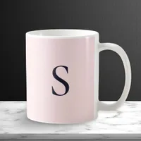 Powder Pink Simple Modern Pretty Monogrammed Coffee Mug