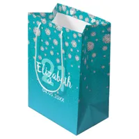 21st birthday teal blue green glitter nam diamond medium gift bag