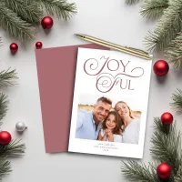 Budget Dusty Rose Gold Joyful Christmas Photo