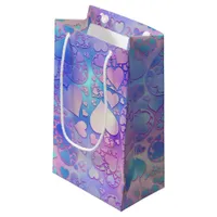 Iridescent Pastel Kawaii Heart Pattern Design Small Gift Bag