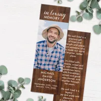 Rustic Funeral Prayer Photo Memorial Poem Bookmark