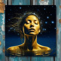 Spiritual Woman in Water under the Stars Metal Print