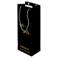 60th birthday party black gold hello sixty wine gift bag