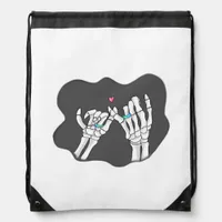 Skeleton Heart Hands  Promise Drawstring Bag