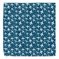 Airplane Pattern Blue White Bandana